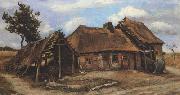 Vincent Van Gogh Cottage with Decrepit Barn and Stooping Woman (nn04) oil painting reproduction